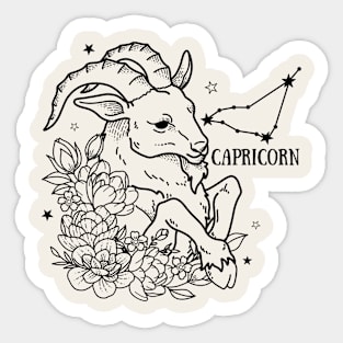 Capricorn Zodiac Sign Floral Sticker